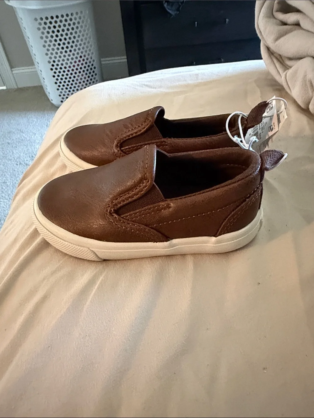 NEW W TAG. Old Navy Brown Slip-On Kids Sneakers with White Soles